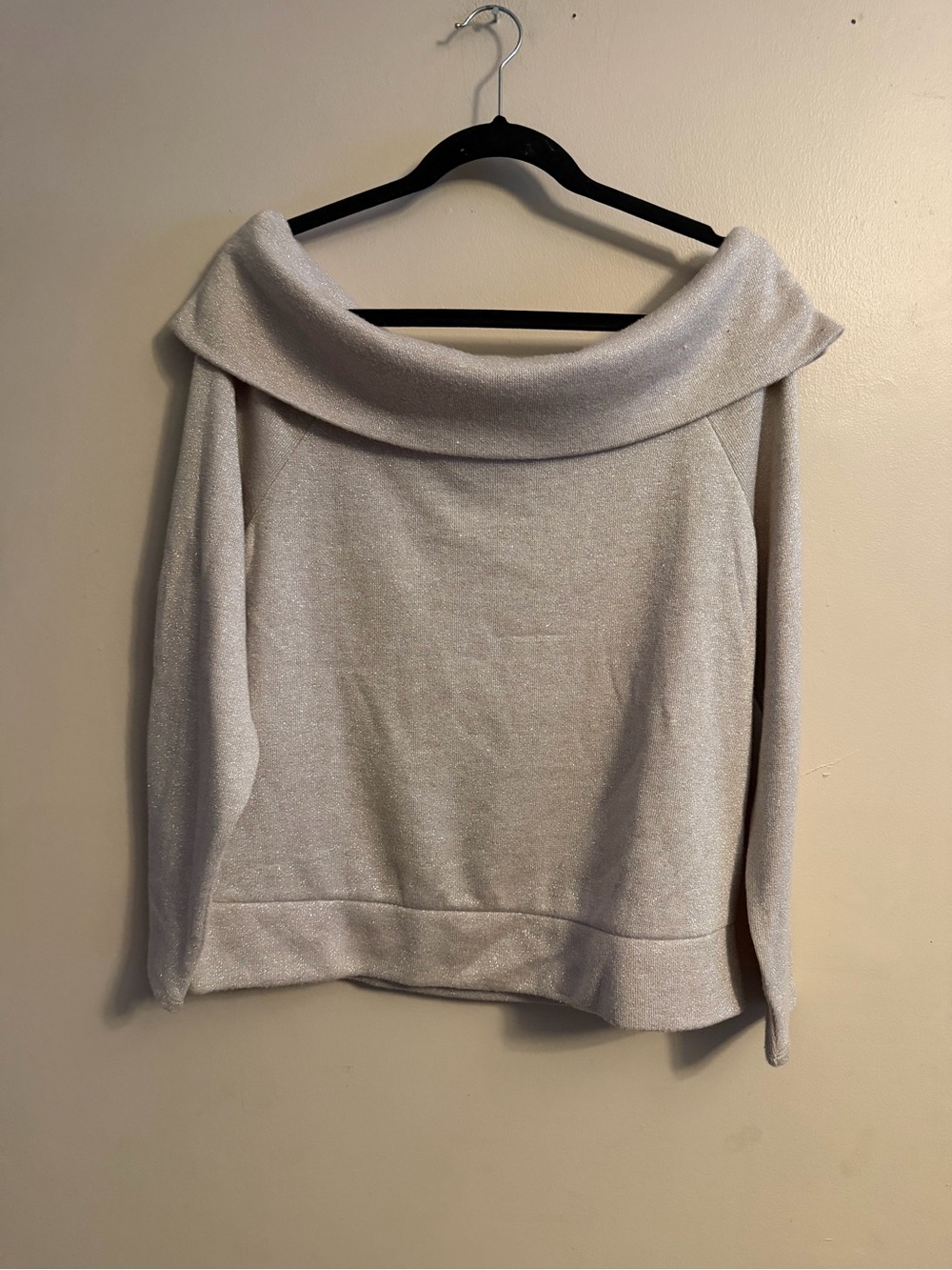 Off-Shoulder Sparkle Sweater - gold